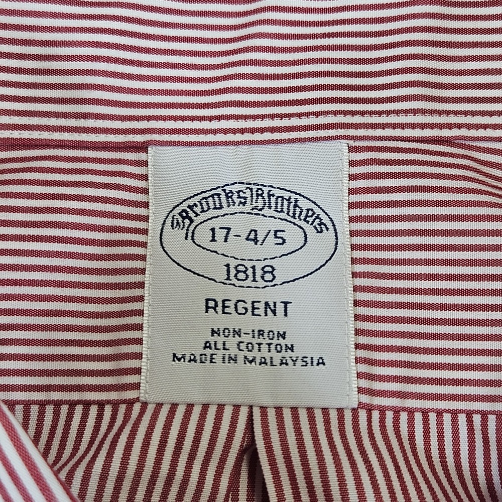 Brooks Brothers Red White Striped Long Sleeve Button Up Shirt Preppy Mens 17 4/5 - Picture 3 of 9
